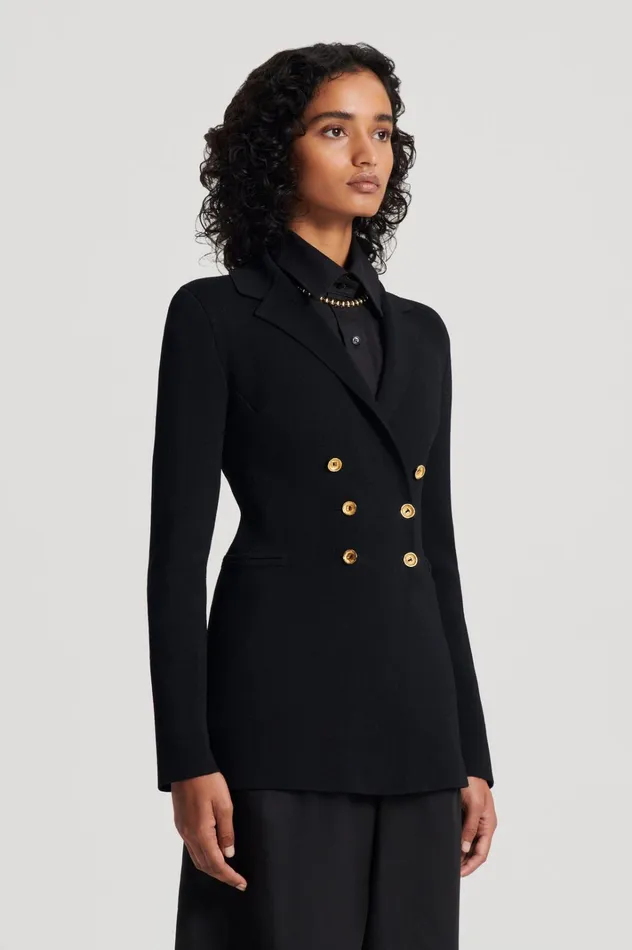 Women Scanlan Theodore Jackets CREPE KNIT GOLD BUTTON JACKET Black Women Scanlan Theodore Jackets CREPE KNIT GOLD BUTTON JACKET Black