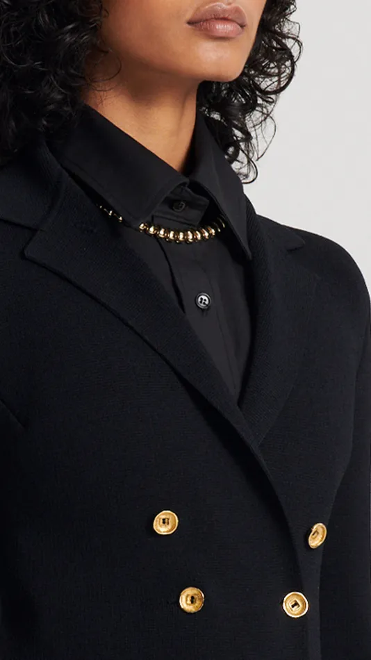 Women Scanlan Theodore Jackets CREPE KNIT GOLD BUTTON JACKET Black Women Scanlan Theodore Jackets CREPE KNIT GOLD BUTTON JACKET Black