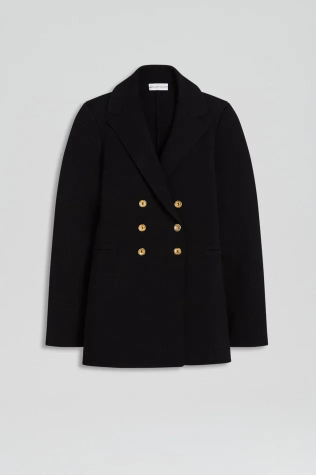 Women Scanlan Theodore Jackets CREPE KNIT GOLD BUTTON JACKET Black Women Scanlan Theodore Jackets CREPE KNIT GOLD BUTTON JACKET Black