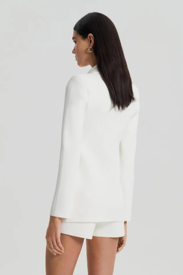 Women Scanlan Theodore Jackets CREPE KNIT GOLD BUTTON JACKET Cream Women Scanlan Theodore Jackets CREPE KNIT GOLD BUTTON JACKET Cream