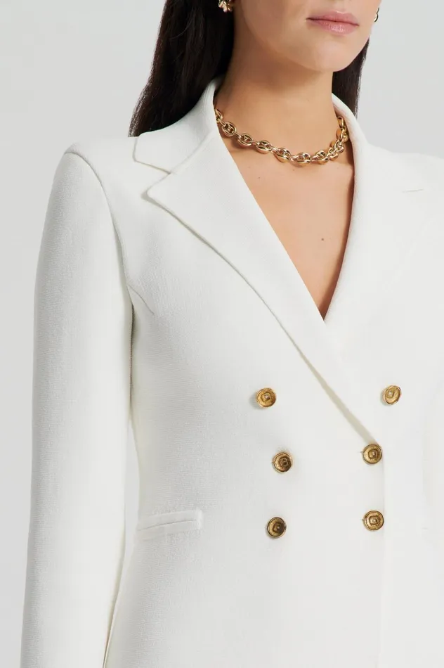 Women Scanlan Theodore Jackets CREPE KNIT GOLD BUTTON JACKET Cream Women Scanlan Theodore Jackets CREPE KNIT GOLD BUTTON JACKET Cream