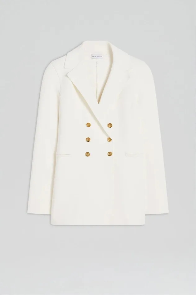 Women Scanlan Theodore Jackets CREPE KNIT GOLD BUTTON JACKET Cream Women Scanlan Theodore Jackets CREPE KNIT GOLD BUTTON JACKET Cream