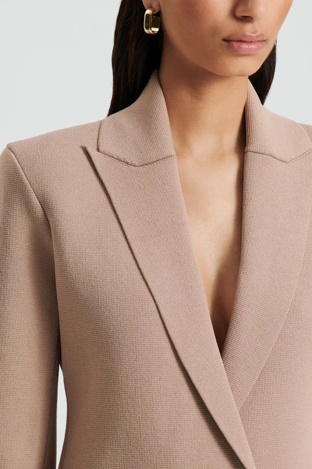 Women Scanlan Theodore Jackets CREPE KNIT TAILORED BLAZER Oat Women Scanlan Theodore Jackets CREPE KNIT TAILORED BLAZER Oat
