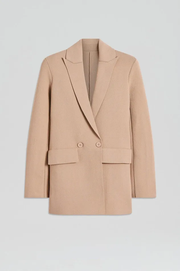 Women Scanlan Theodore Jackets CREPE KNIT TAILORED BLAZER Oat Women Scanlan Theodore Jackets CREPE KNIT TAILORED BLAZER Oat