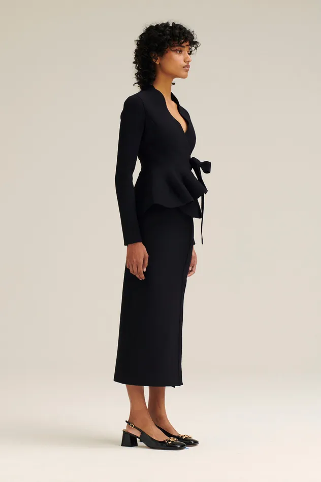 Women Scanlan Theodore Jackets CREPE KNIT WRAP JACKET Black Women Scanlan Theodore Jackets CREPE KNIT WRAP JACKET Black