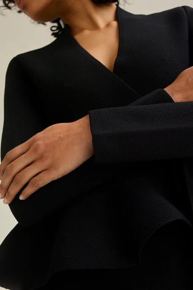 Women Scanlan Theodore Jackets CREPE KNIT WRAP JACKET Black Women Scanlan Theodore Jackets CREPE KNIT WRAP JACKET Black