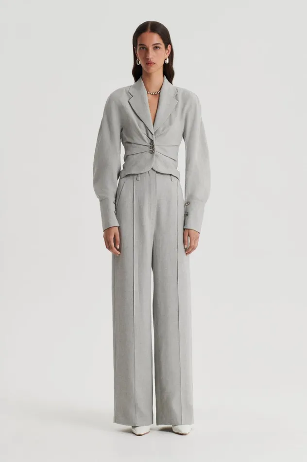 Women Scanlan Theodore Jackets DRAPED TAILORED JACKET Palegrey