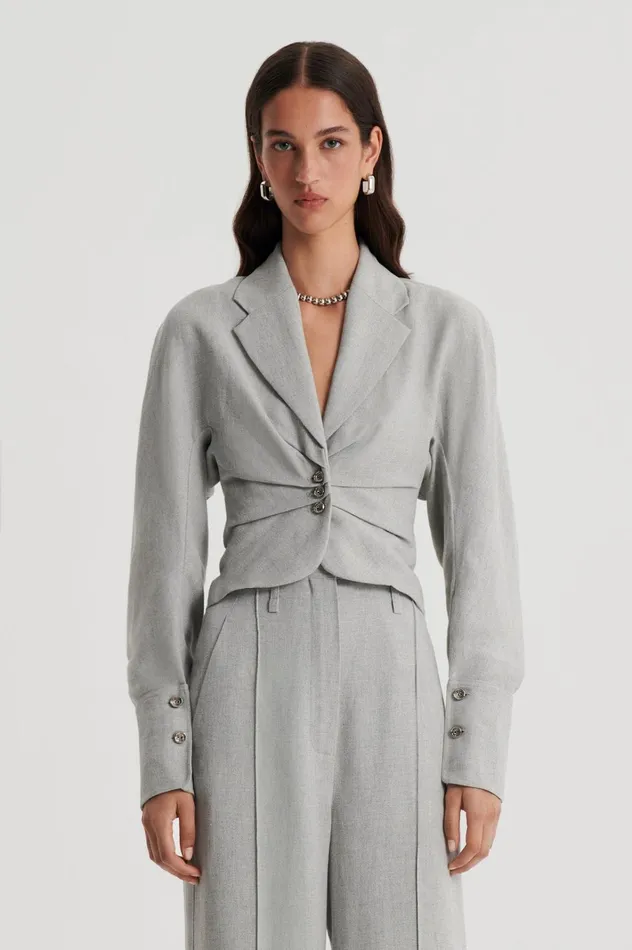 Women Scanlan Theodore Jackets DRAPED TAILORED JACKET Palegrey Women Scanlan Theodore Jackets DRAPED TAILORED JACKET Palegrey
