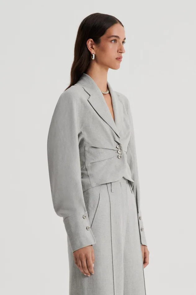 Women Scanlan Theodore Jackets DRAPED TAILORED JACKET Palegrey Women Scanlan Theodore Jackets DRAPED TAILORED JACKET Palegrey