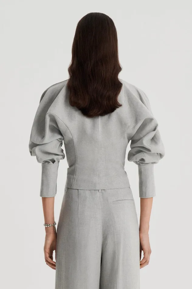 Women Scanlan Theodore Jackets DRAPED TAILORED JACKET Palegrey Women Scanlan Theodore Jackets DRAPED TAILORED JACKET Palegrey