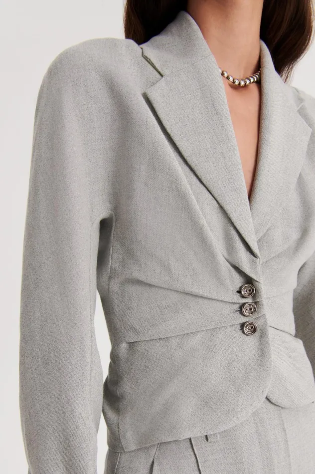 Women Scanlan Theodore Jackets DRAPED TAILORED JACKET Palegrey Women Scanlan Theodore Jackets DRAPED TAILORED JACKET Palegrey