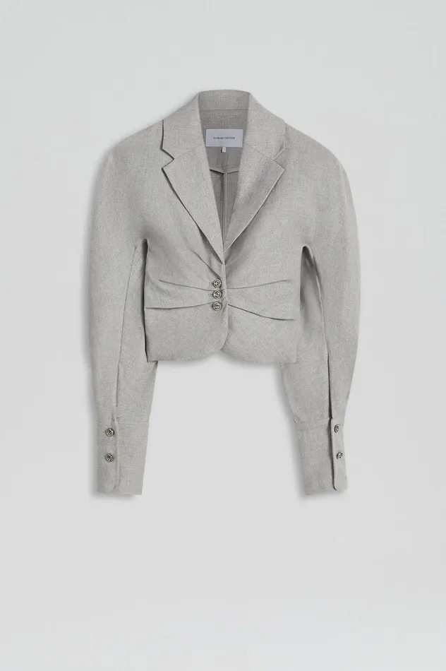 Women Scanlan Theodore Jackets DRAPED TAILORED JACKET Palegrey Women Scanlan Theodore Jackets DRAPED TAILORED JACKET Palegrey