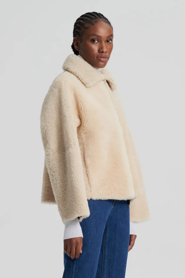 Women Scanlan Theodore Jackets SHEARLING COCOON SLEEVE JACKET Beige Women Scanlan Theodore Jackets SHEARLING COCOON SLEEVE JACKET Beige