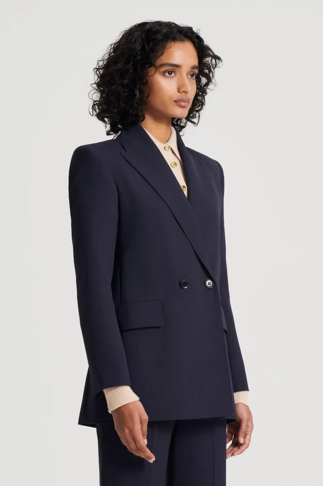 Women Scanlan Theodore Jackets TAILORED DRAPE JACKET Navy Women Scanlan Theodore Jackets TAILORED DRAPE JACKET Navy