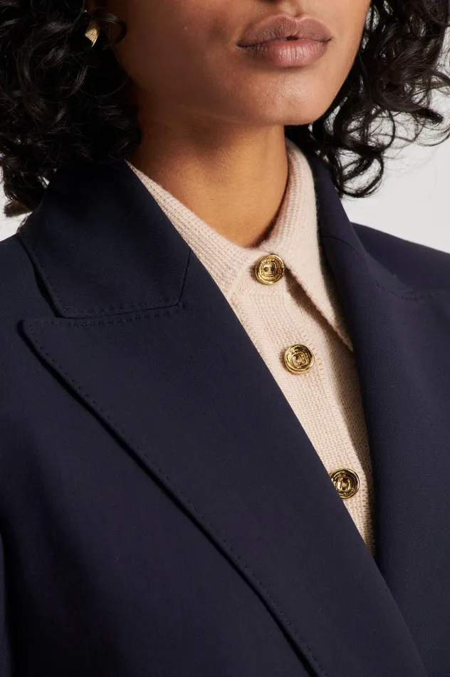 Women Scanlan Theodore Jackets TAILORED DRAPE JACKET Navy Women Scanlan Theodore Jackets TAILORED DRAPE JACKET Navy