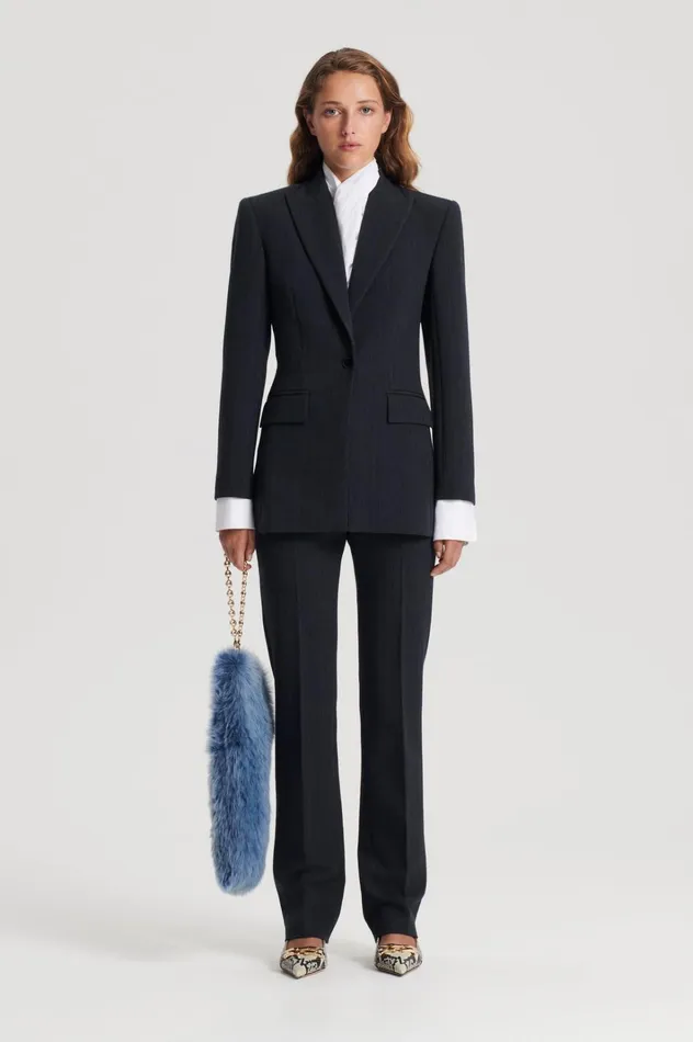 Women Scanlan Theodore Jackets TAILORED STRIPE JACKET Charcoal