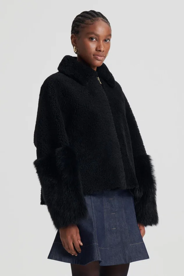 Women Scanlan Theodore Jackets TOSCANA TRAPEZE JACKET Black Women Scanlan Theodore Jackets TOSCANA TRAPEZE JACKET Black