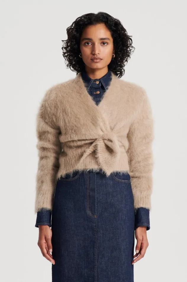 Women Scanlan Theodore Knitwear BRUSHED MOHAIR WRAP CARDIGAN Nougat Women Scanlan Theodore Knitwear BRUSHED MOHAIR WRAP CARDIGAN Nougat