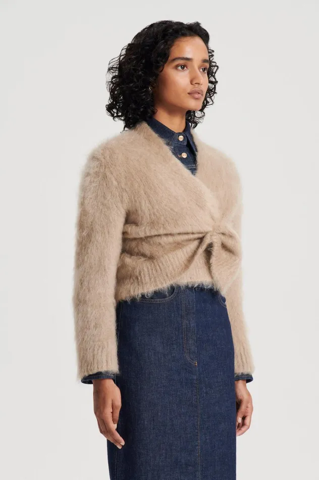 Women Scanlan Theodore Knitwear BRUSHED MOHAIR WRAP CARDIGAN Nougat Women Scanlan Theodore Knitwear BRUSHED MOHAIR WRAP CARDIGAN Nougat