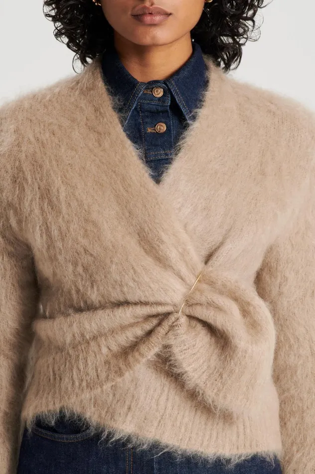 Women Scanlan Theodore Knitwear BRUSHED MOHAIR WRAP CARDIGAN Nougat Women Scanlan Theodore Knitwear BRUSHED MOHAIR WRAP CARDIGAN Nougat