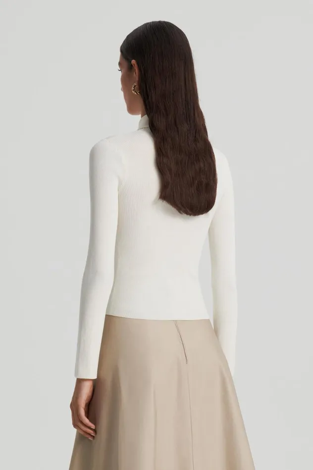 Women Scanlan Theodore Knitwear KNIT SHIRT Cream Women Scanlan Theodore Knitwear KNIT SHIRT Cream