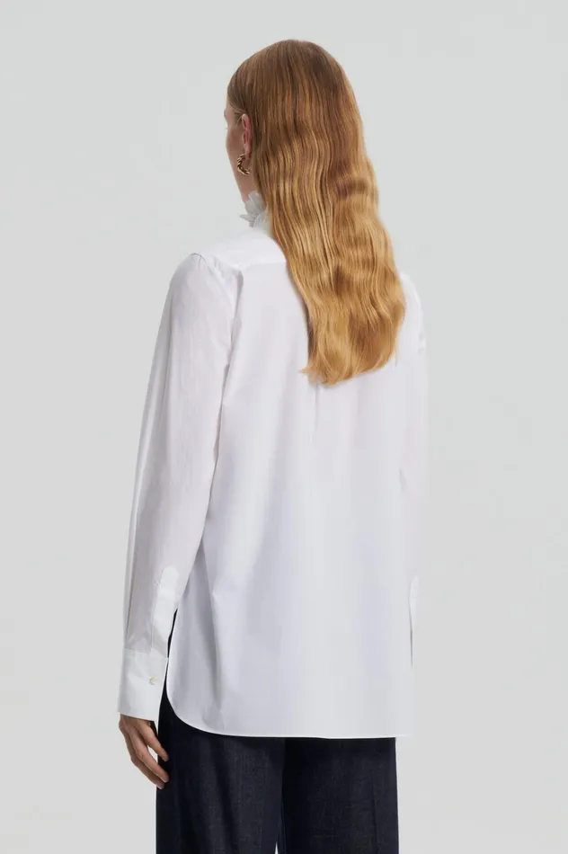 Women Scanlan Theodore Shirts PARACHUTE RUFFLE TRIM SHIRT White Women Scanlan Theodore Shirts PARACHUTE RUFFLE TRIM SHIRT White
