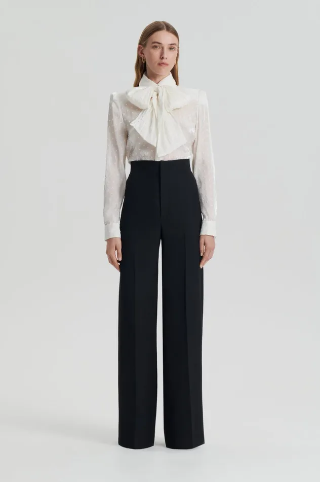 Women Scanlan Theodore Shirts SATIN BOW SHIRT Creme