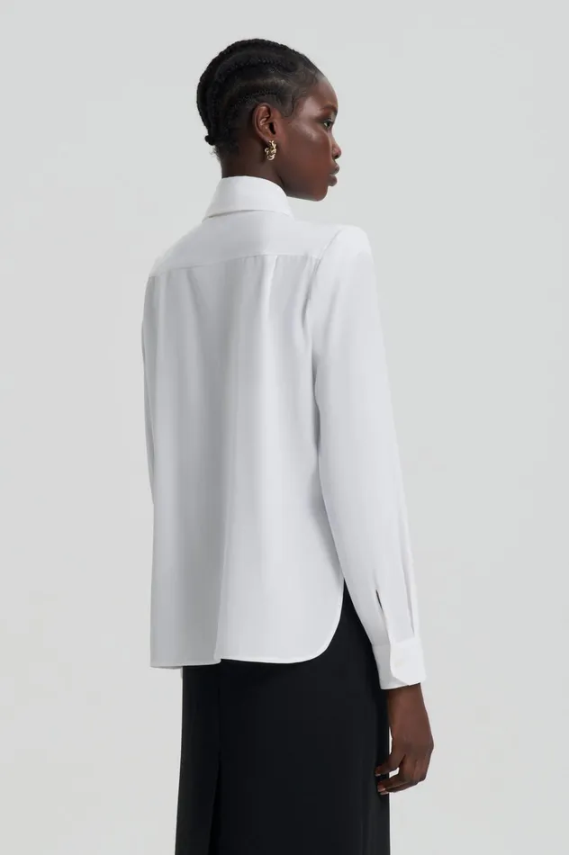 Women Scanlan Theodore Shirts SILK SHOULDER PAD SHIRT White Women Scanlan Theodore Shirts SILK SHOULDER PAD SHIRT White