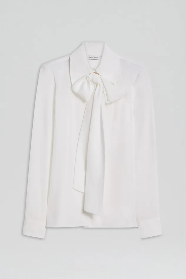 Women Scanlan Theodore Shirts SILK SHOULDER PAD SHIRT White Women Scanlan Theodore Shirts SILK SHOULDER PAD SHIRT White