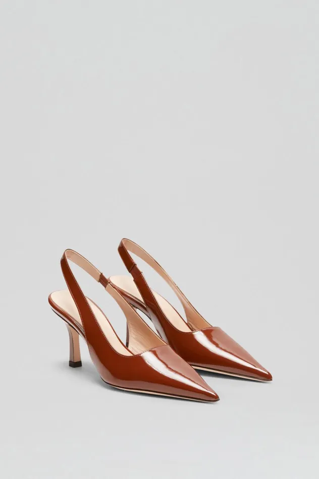 Women Scanlan Theodore Shoes POLISHED SLINGBACK 75 Cigar