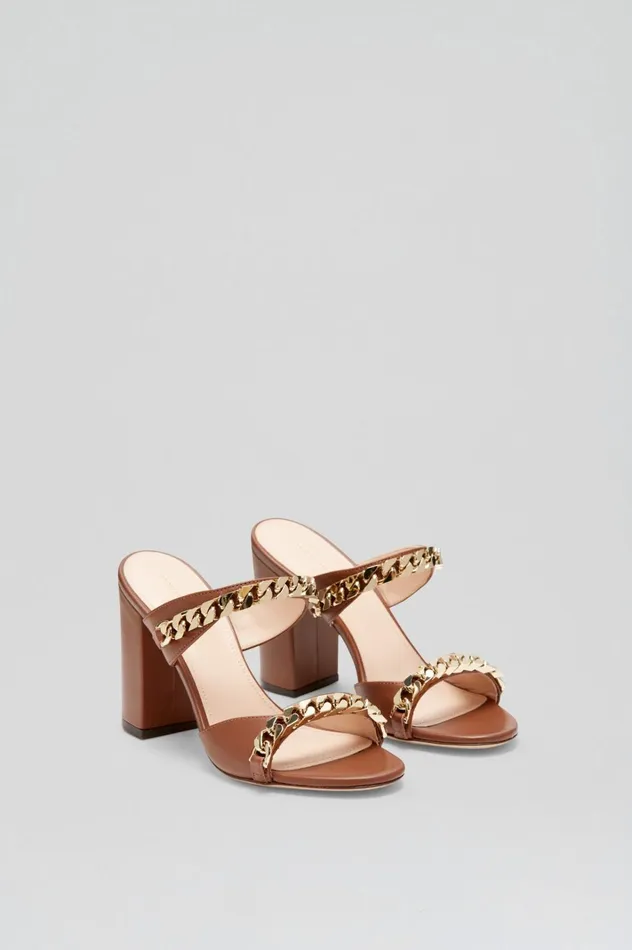 Women Scanlan Theodore Shoes SANDAL WITH CHAINS DETAIL 95 Cocoa