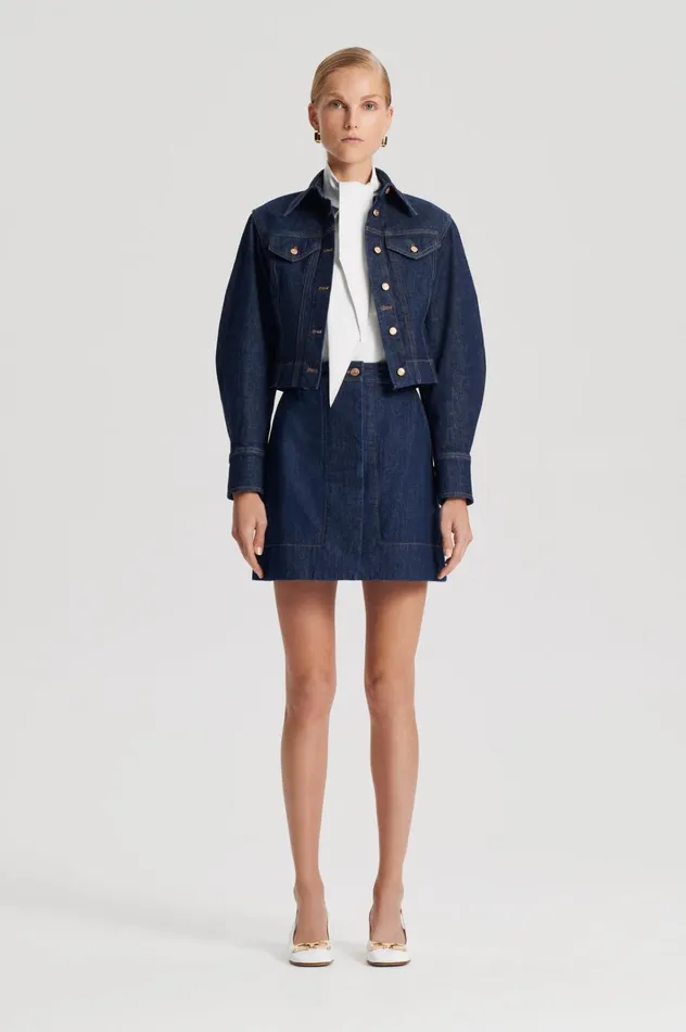 Women Scanlan Theodore Skirts DENIM MINI SKIRT Indigo