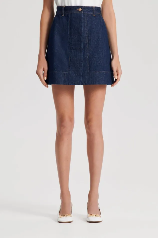 Women Scanlan Theodore Skirts DENIM MINI SKIRT Indigo Women Scanlan Theodore Skirts DENIM MINI SKIRT Indigo