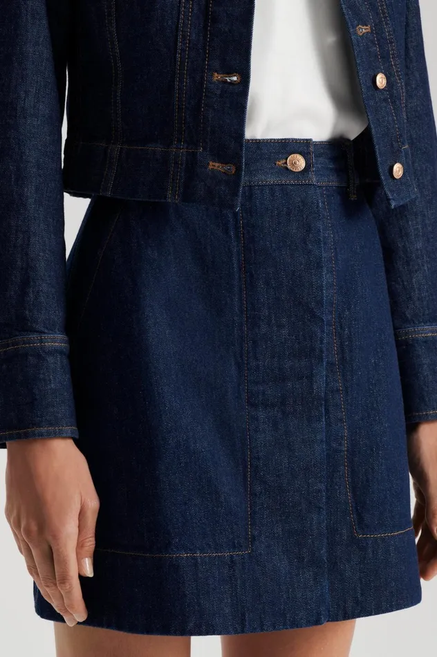 Women Scanlan Theodore Skirts DENIM MINI SKIRT Indigo Women Scanlan Theodore Skirts DENIM MINI SKIRT Indigo