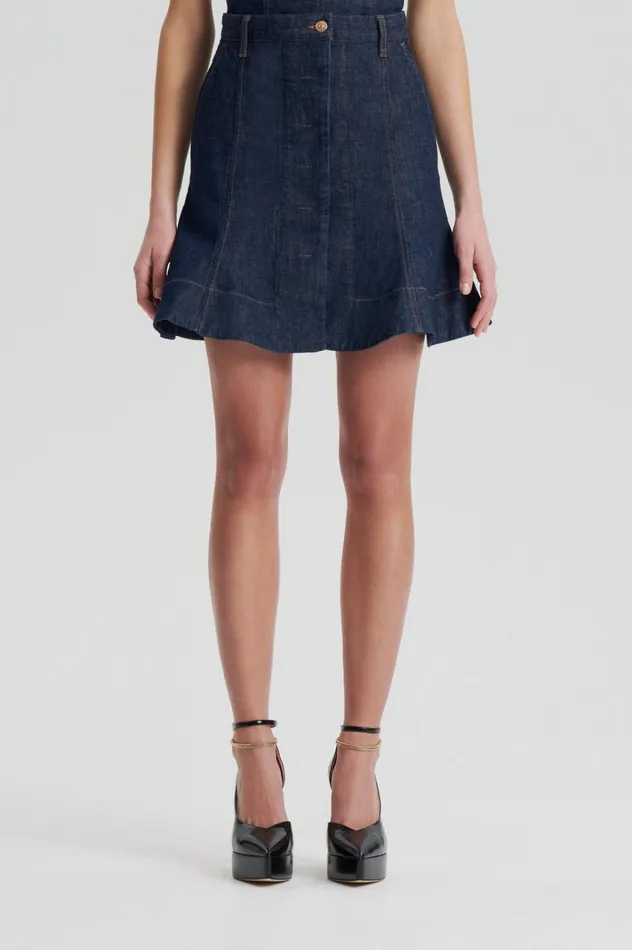 Women Scanlan Theodore Skirts DENIM SKATER SKIRT Indigo Women Scanlan Theodore Skirts DENIM SKATER SKIRT Indigo