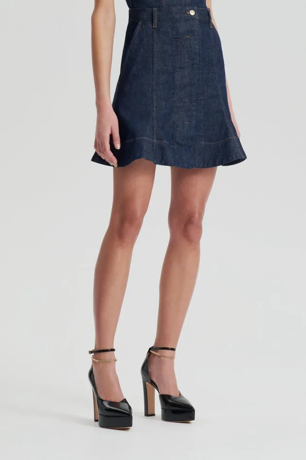 Women Scanlan Theodore Skirts DENIM SKATER SKIRT Indigo Women Scanlan Theodore Skirts DENIM SKATER SKIRT Indigo