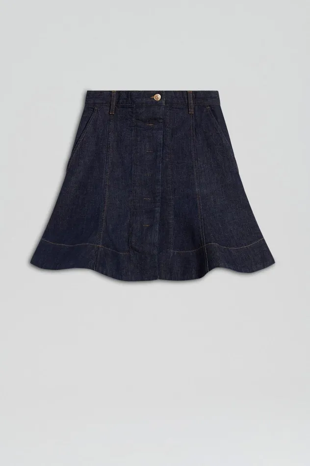 Women Scanlan Theodore Skirts DENIM SKATER SKIRT Indigo Women Scanlan Theodore Skirts DENIM SKATER SKIRT Indigo