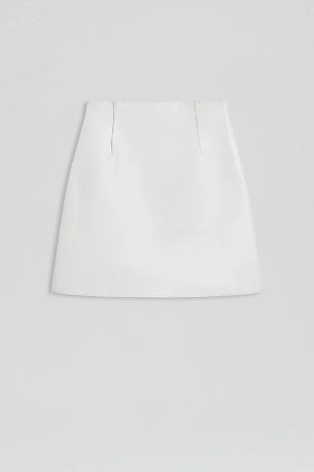 Women Scanlan Theodore Skirts LEATHER BONDED MINI White Women Scanlan Theodore Skirts LEATHER BONDED MINI White