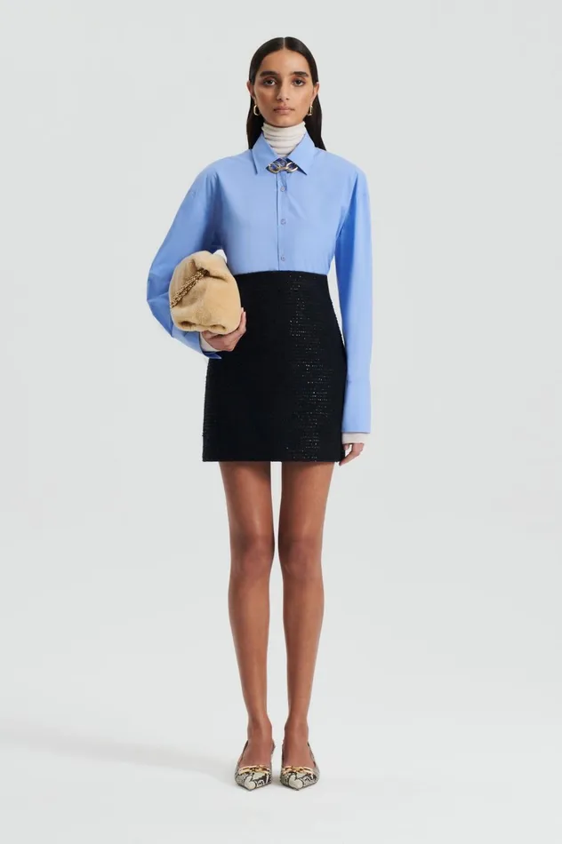 Women Scanlan Theodore Skirts TAILORED SEQUIN MINI SKIRT Black