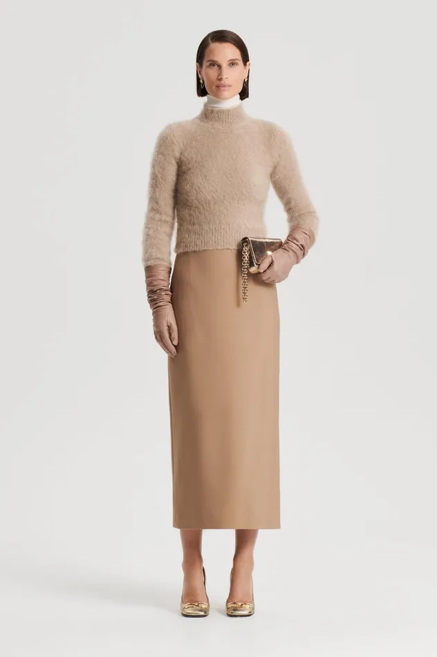 Women Scanlan Theodore Sweaters BRUSHED MOHAIR SLIM SWEATER Nougat
