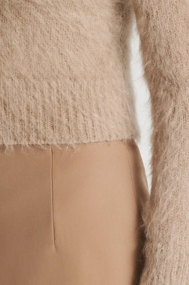Women Scanlan Theodore Sweaters BRUSHED MOHAIR SLIM SWEATER Nougat Women Scanlan Theodore Sweaters BRUSHED MOHAIR SLIM SWEATER Nougat