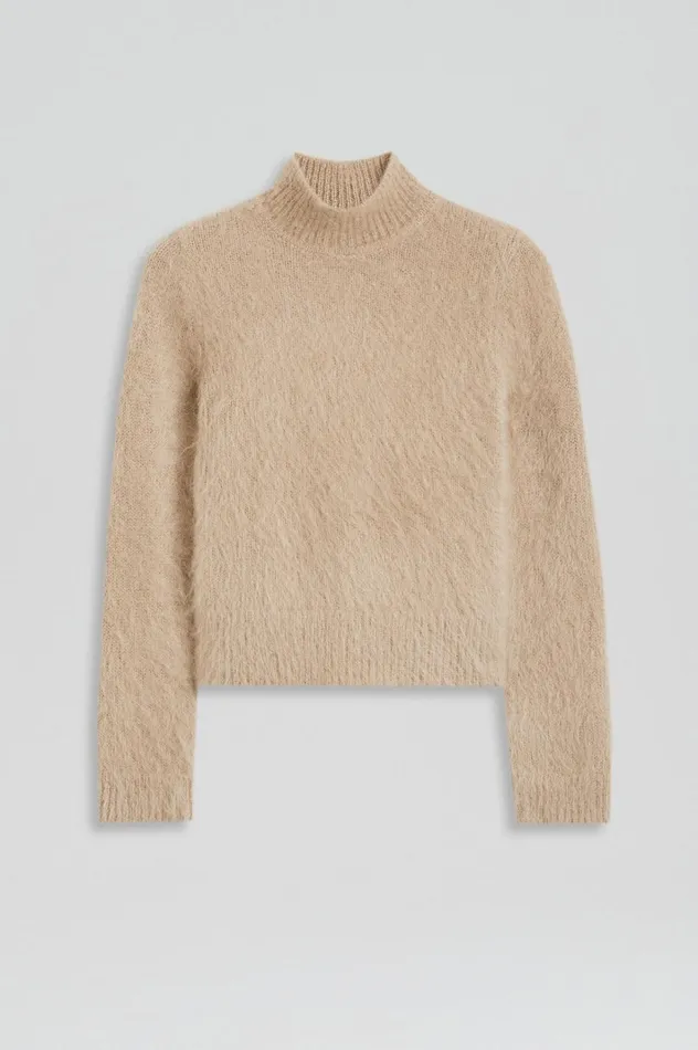 Women Scanlan Theodore Sweaters BRUSHED MOHAIR SLIM SWEATER Nougat Women Scanlan Theodore Sweaters BRUSHED MOHAIR SLIM SWEATER Nougat