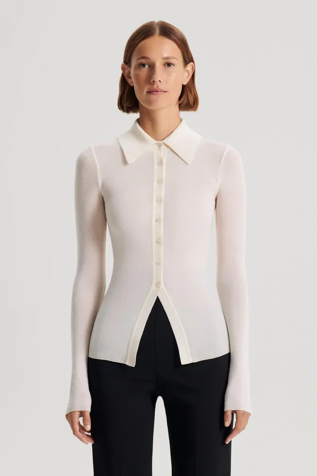 Women Scanlan Theodore Tops BABYWOOL CARDIGAN Ivory Women Scanlan Theodore Tops BABYWOOL CARDIGAN Ivory