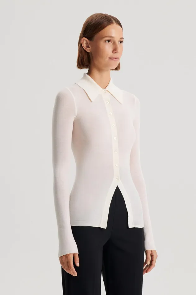 Women Scanlan Theodore Tops BABYWOOL CARDIGAN Ivory Women Scanlan Theodore Tops BABYWOOL CARDIGAN Ivory