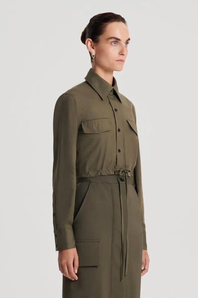 Women Scanlan Theodore Tops CROP CARGO SHIRT Jungle Women Scanlan Theodore Tops CROP CARGO SHIRT Jungle