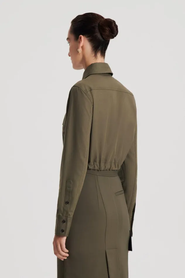 Women Scanlan Theodore Tops CROP CARGO SHIRT Jungle Women Scanlan Theodore Tops CROP CARGO SHIRT Jungle