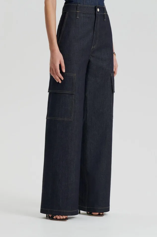Women Scanlan Theodore Trousers DENIM CARGO JEAN Indigo 1275 Women Scanlan Theodore Trousers DENIM CARGO JEAN Indigo 1275