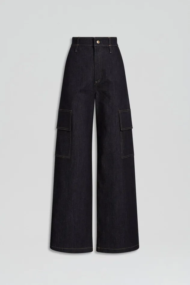 Women Scanlan Theodore Trousers DENIM CARGO JEAN Indigo 1275 Women Scanlan Theodore Trousers DENIM CARGO JEAN Indigo 1275