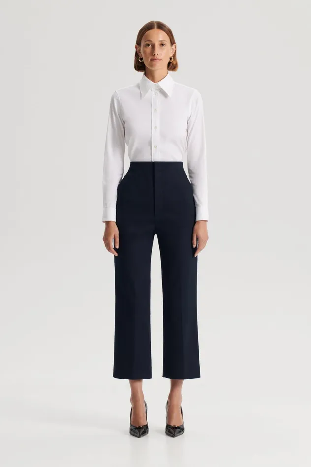 Women Scanlan Theodore Trousers MERCERISED COTTON TROUSER Navy