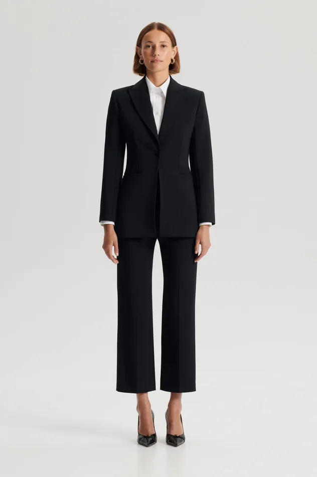 Women Scanlan Theodore Trousers TAILORED CROP HIGH WAIST TROUSER Black